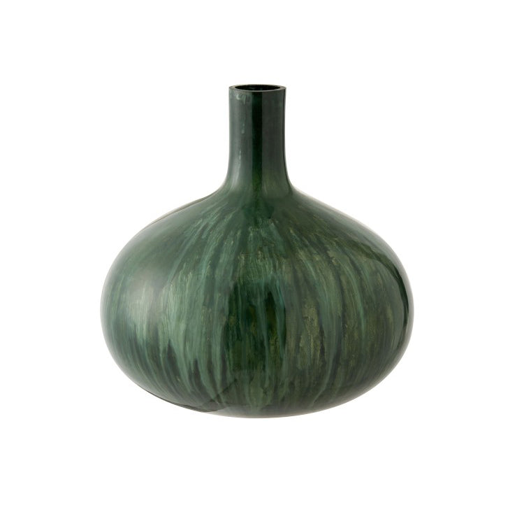 Vaso Palla basso in vetro Verde Anticato : Vasi di design in vetro - 96781