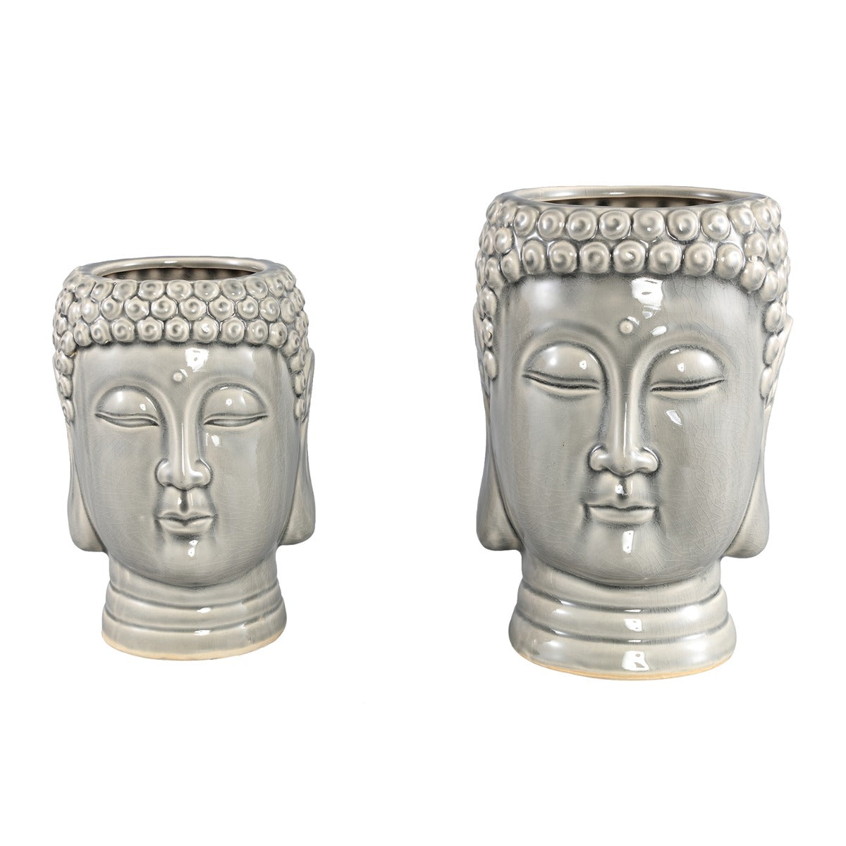 Vaso testa Buddha in ceramica grigia  - CONFIG0337