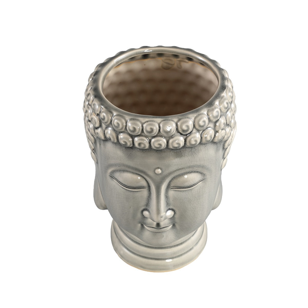 Vaso testa Buddha in ceramica grigia  - CONFIG0337